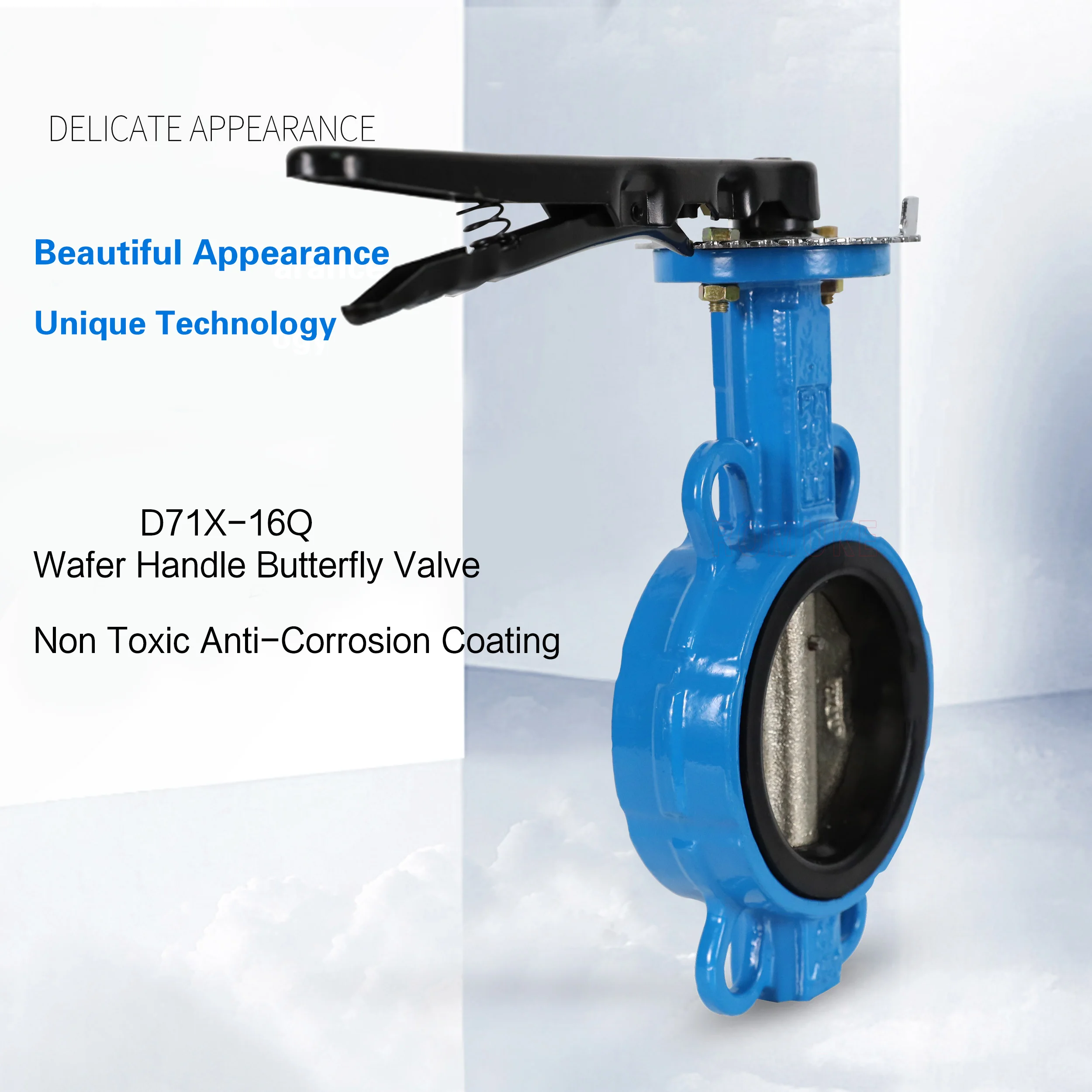 D71X-16Q handle butterfly valve ductile iron manual wafer type soft seal butterfly valve DN50 100 150 200