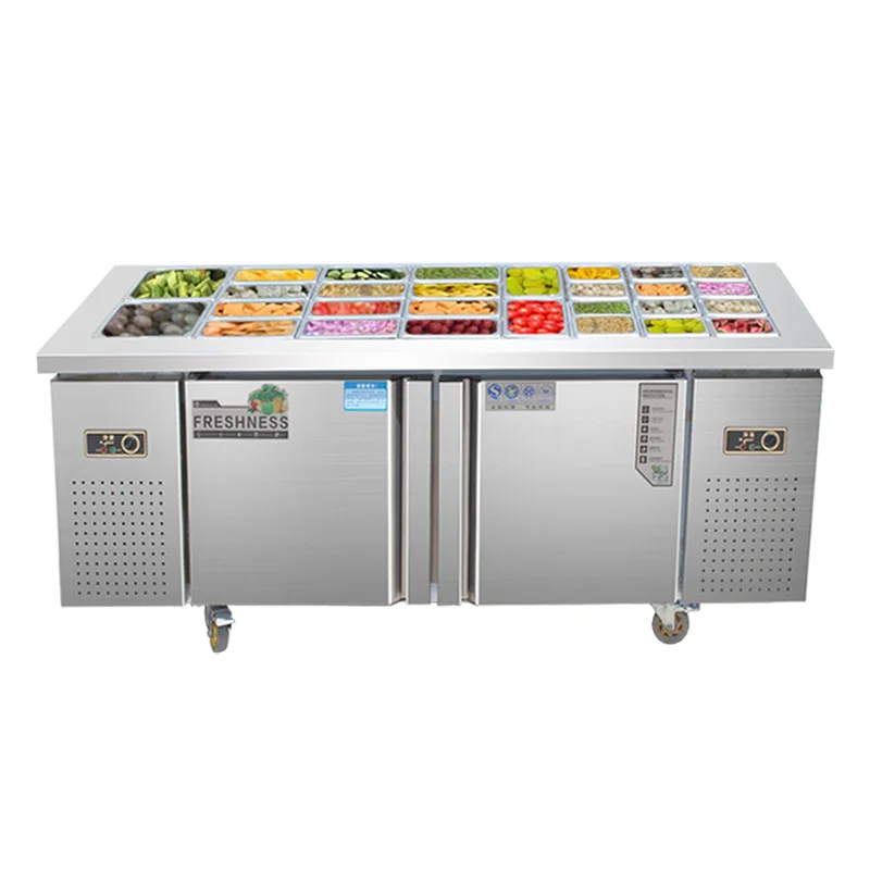 2020 Commercial countertop display refrigerator Counter top stainless steel pizza workbench chiller
