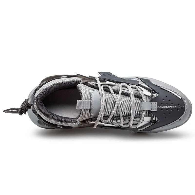 
Club Stretch Chunky High top Lace Up Lightweight Men Casual Shoes Walking Fashion Silver Sneakers 