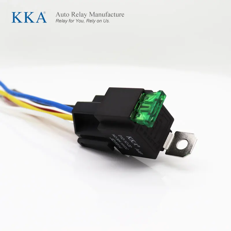 KKA-A4F 30A Automotive Fused Relay 12V 5 pin and 14+16 AWG Wire Harness Kit, with Metal Bracket, JD1914 Car Relay