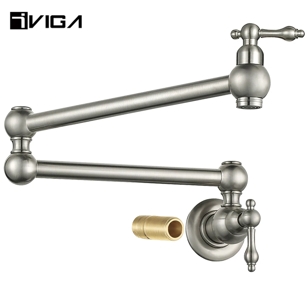 Складной кухонный кран, растягивающийся смеситель с двойным шарниром, медный кухонный смеситель