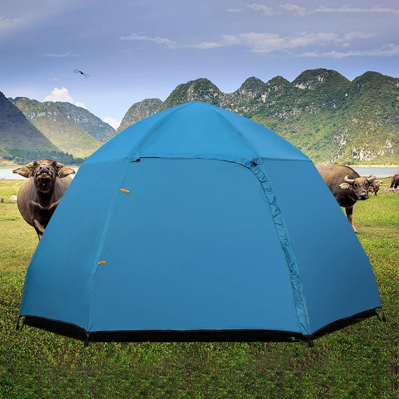 Factory Price Tent Waterproof Double Layer Sunshade 3-4 Person Custom Automatic Set Up Hiking Family Camping Tent Outdoor