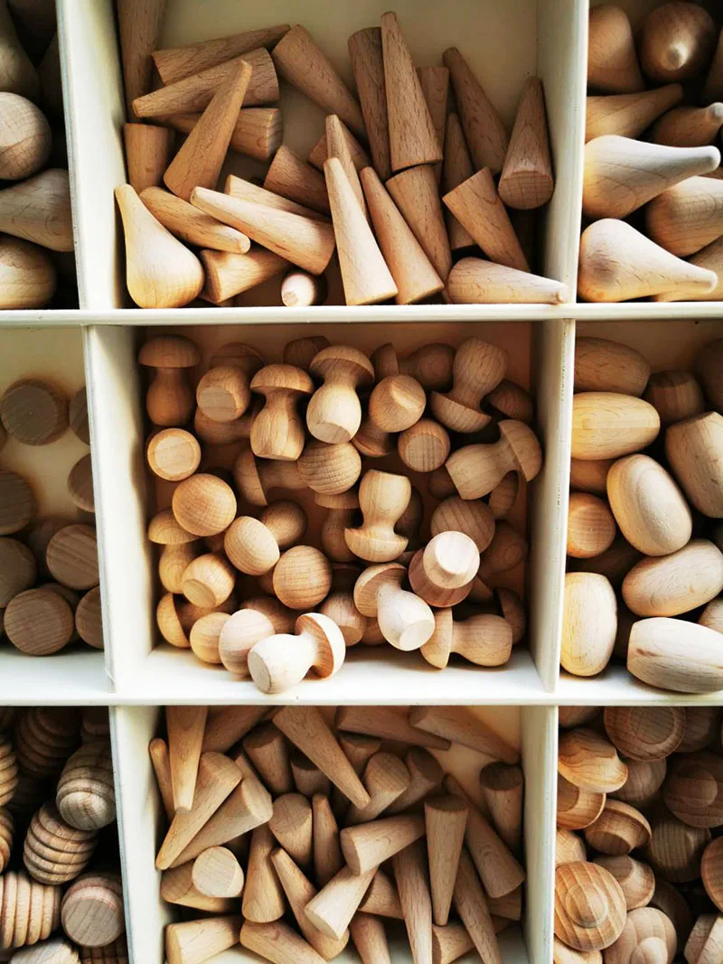 Деревянные игрушки Монтессори из Букового дерева грибы капли головоломки радужные деревянные блоки мандала с деталями