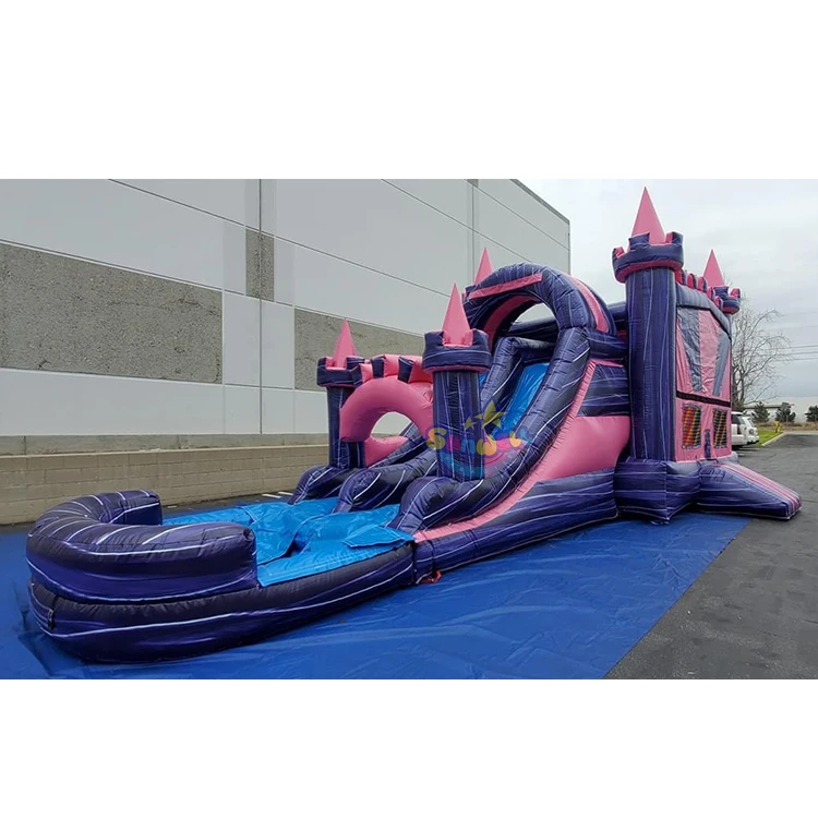 Pink Inflatable bouncer jumping castle slide commercial bounce house with slide bounce house water slide combo for sale