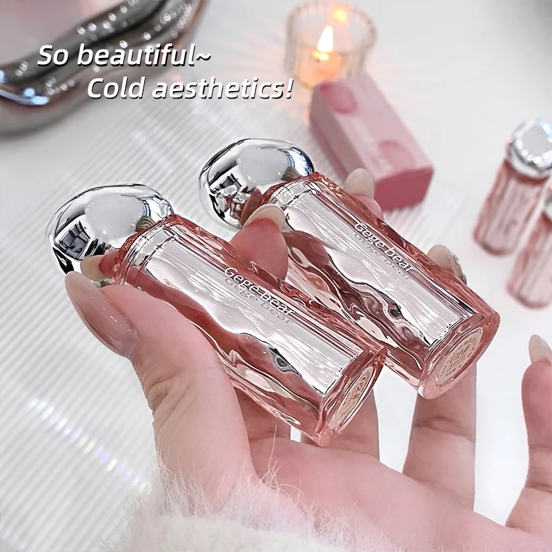 Gege Bear Glazed Crystal Translucent Lip Glaze Moisturizing Mirror Surface Lipstick Pendant Holding Makeup Lipstick