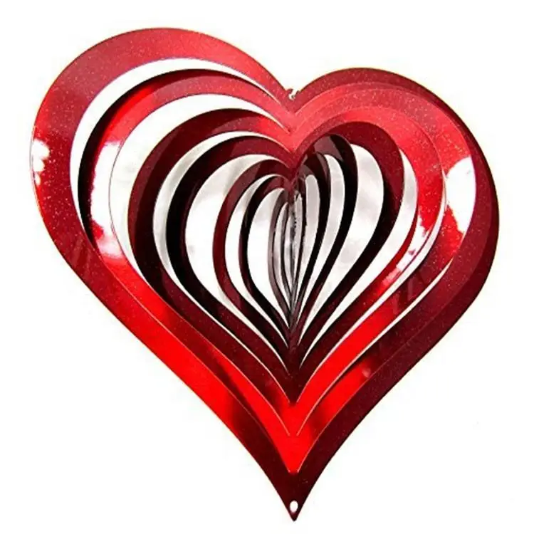 Customized Unique Shape Metal Outdoor Decorative 3D Hanging Wind Spinner with 360 Degree Rotatable Hook For Personal Yard Garden