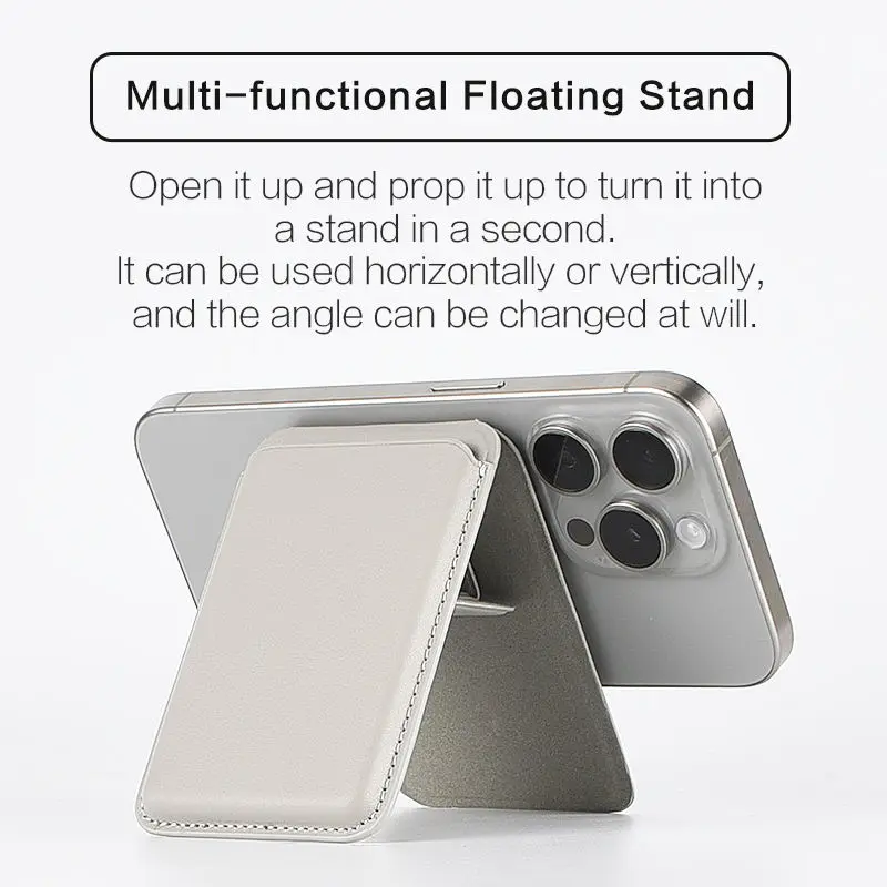 Custom Leather Magnetic Credit Card Holder Wallet RFID Blocking Slim Card Holder Phone Stand 2 IN 1 Wallet