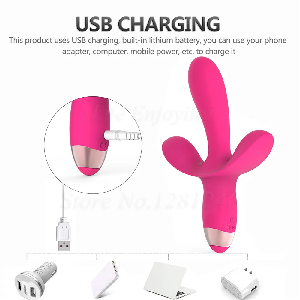 Rechargeable Silicone G-spot Rabbit Vibrator For Women Clitoris Stimulation Waterproof Dildo Vibrator Clit With 3 Motor