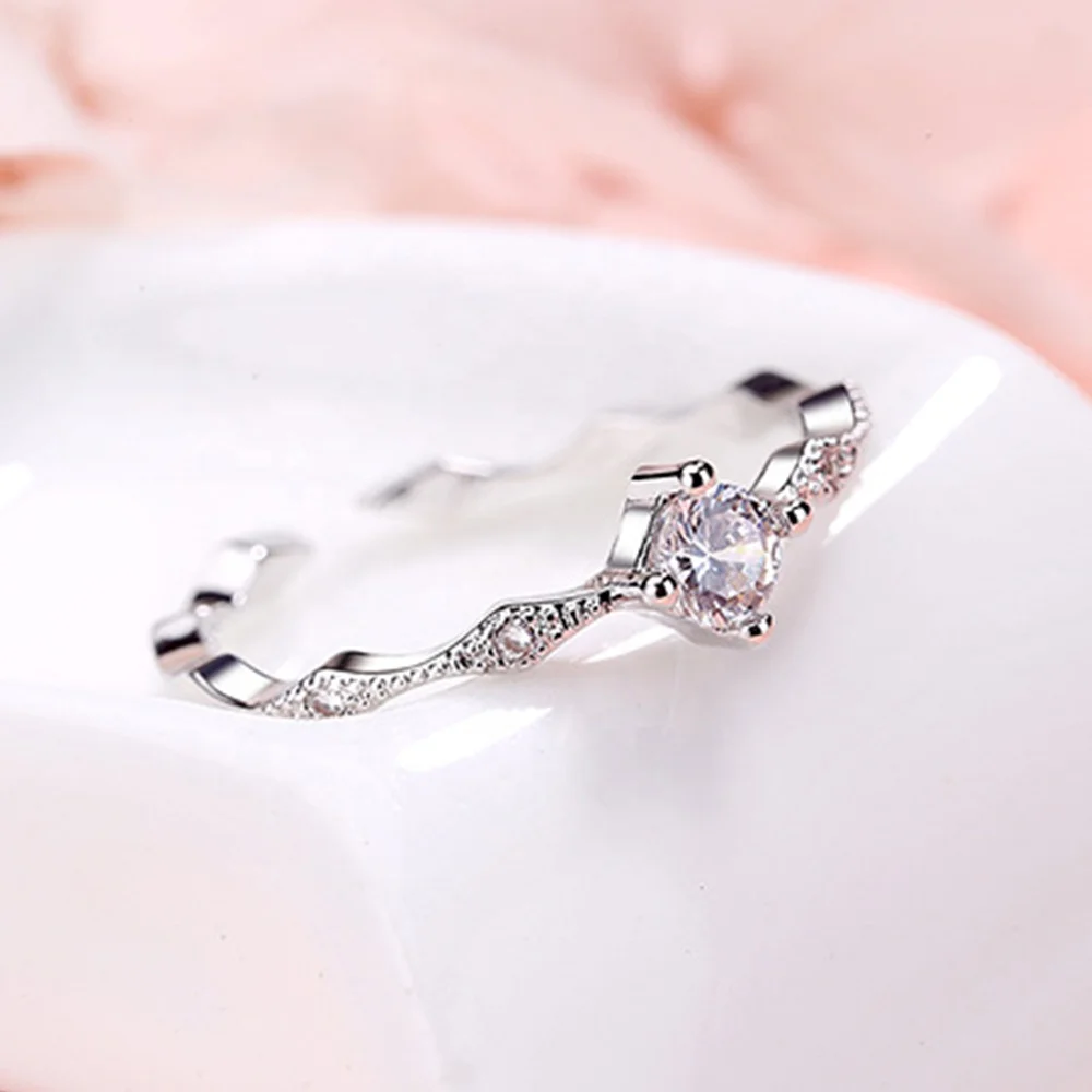 
China Natural Clear Zircon Jewellery Woman 925 Sterling Silver Open Ring 