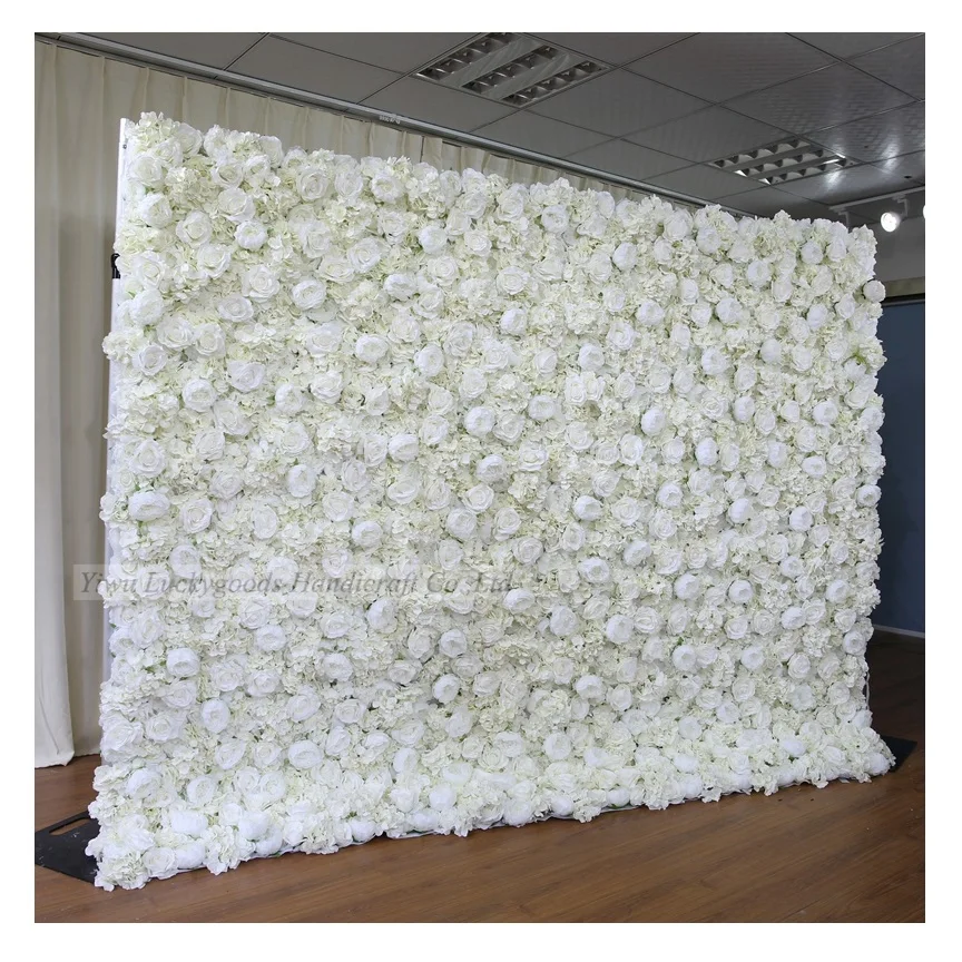 
LFB1092 8ft*10ft gorgeous pure white flower wall for wedding stage decorations 