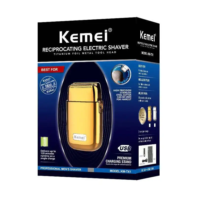 Kemei бритва KM-TX1 USB зарядка перезаряжаемая электробритва металлическая