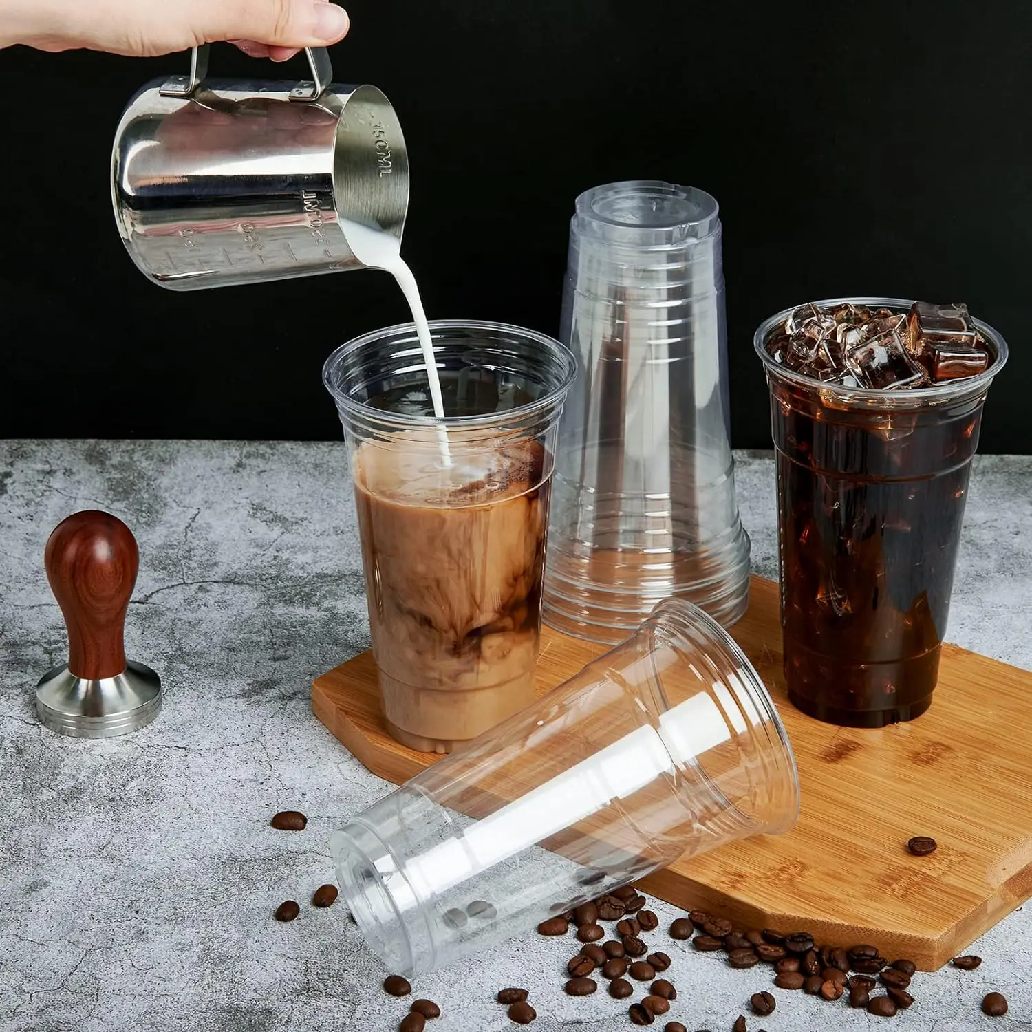 2024 Best seller Disposable PET Plastic Cold Coffee To Go Cup Food Grade Customized Logo Printing Coffee Cups with Sip Lids 16oz