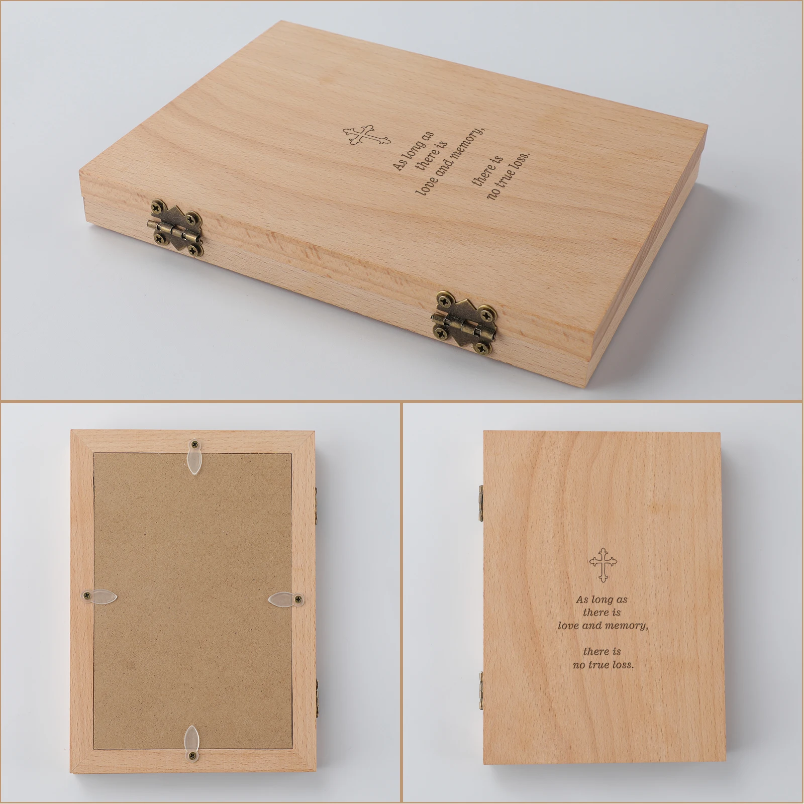 Memory Condolence Sympathy Gift Personalized Double Hinged wood photo Frame