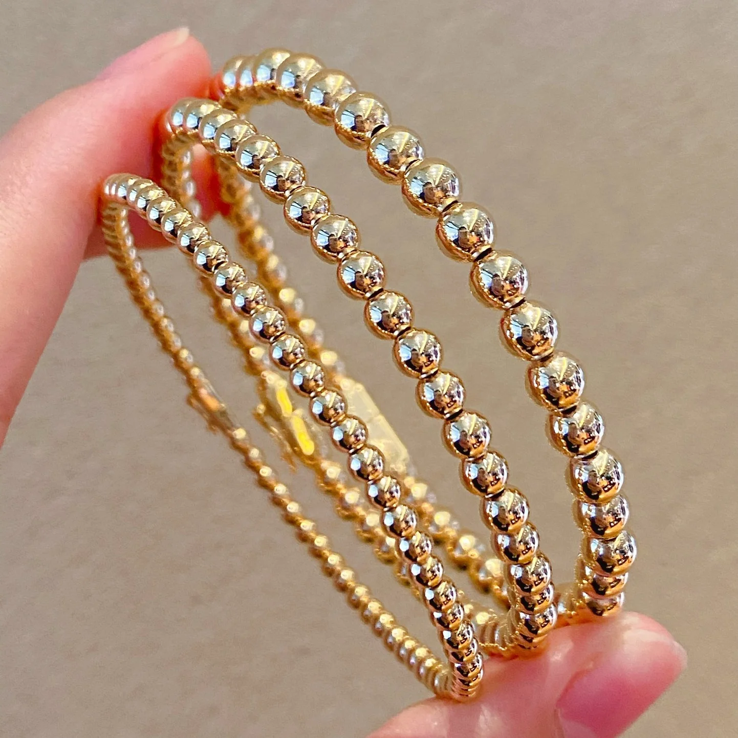 custom 14K gold filled plated ball bead bracelet