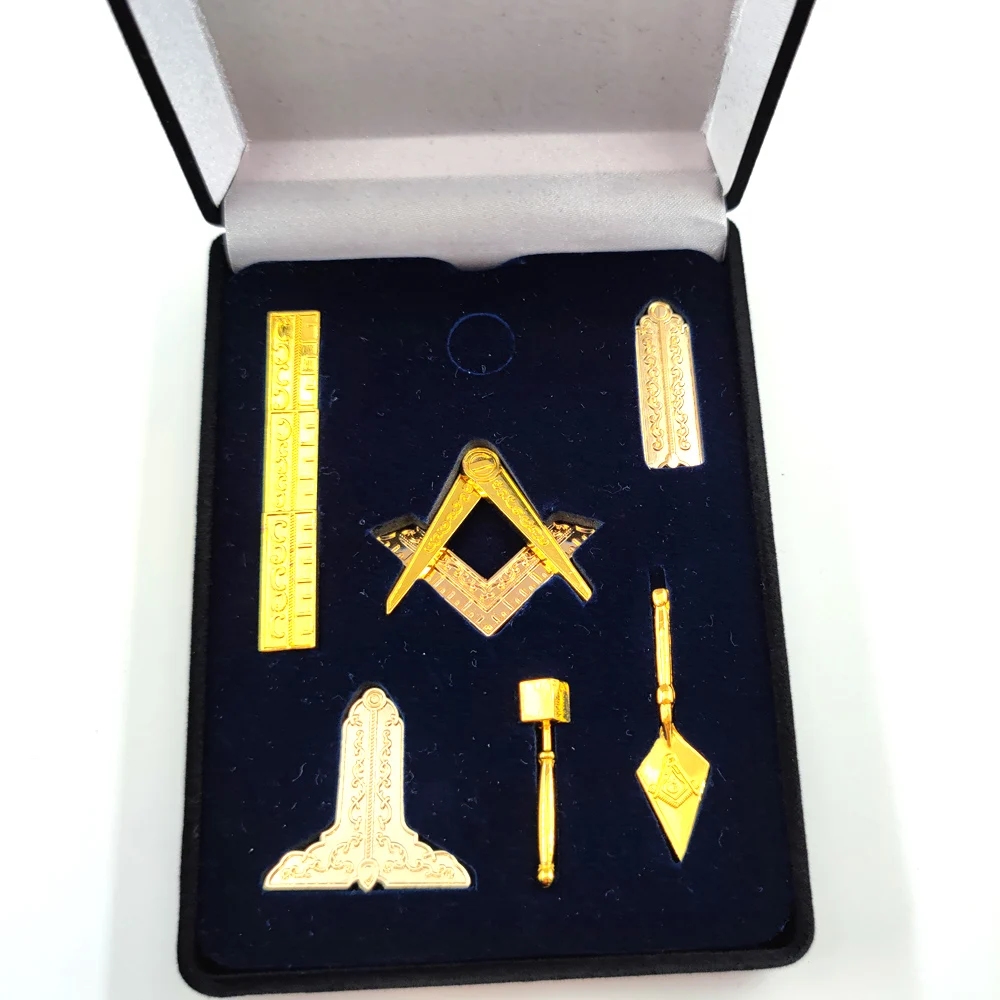 Подарочный набор Masonic масонский синий домик инструменты Freemason миниатюрный Рабочий инструментов в бархатной