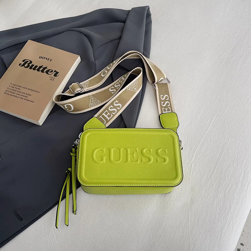 New Ladies Simple One-Shoulder Lychee Patterns Handbags Small Square Diagonal Bag with Nylon Lining Mobile Phone Coin Purse