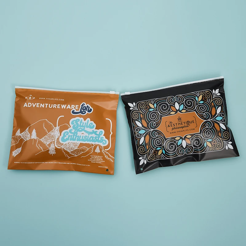 Custom Small Package Design Frosted Pe Zip Lock Bags Poly Plastic Zipper Bag For Clothing Packaging