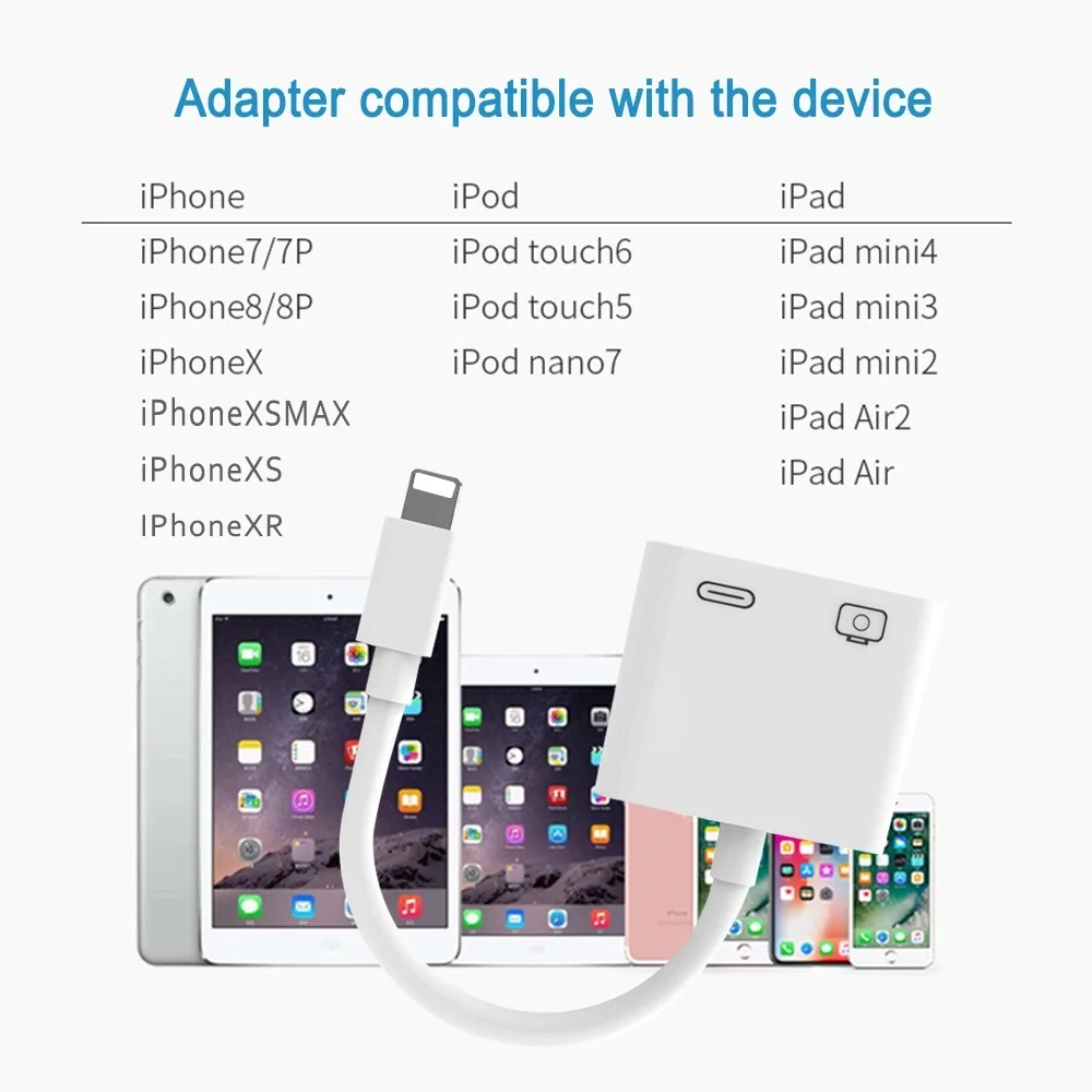 8pin USB Adapter Cable For iPhone/iPad to USB 3.0 Female Camera/Keyboard/SD Card Reader Adapter Compatibility with IOS 13