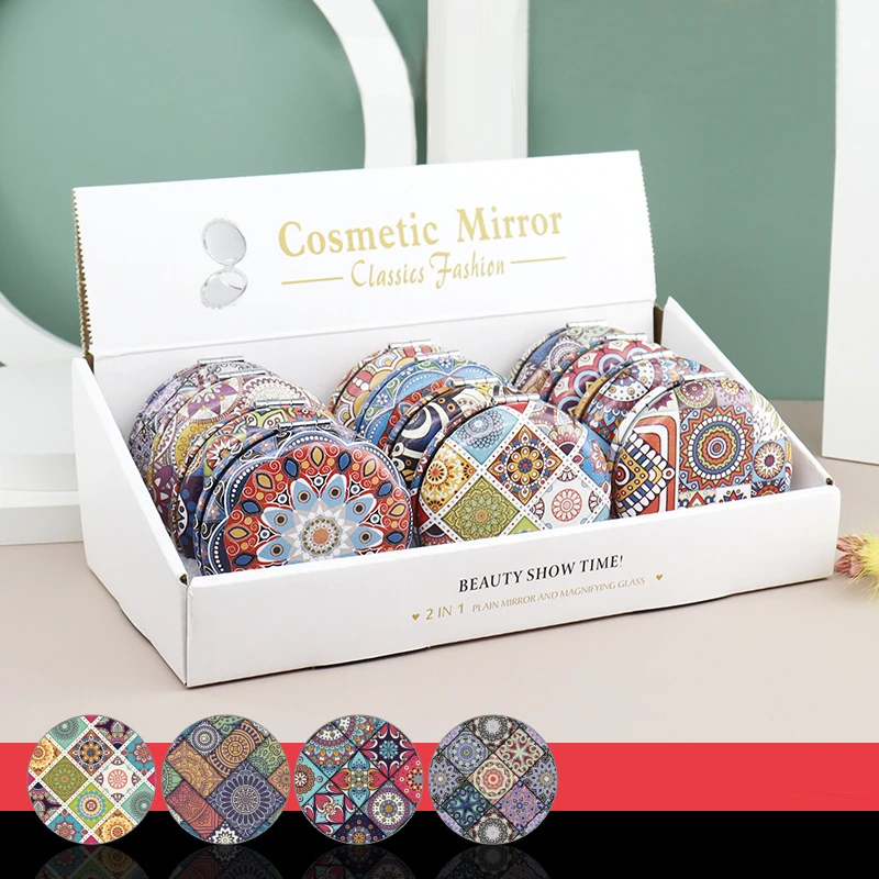 Customized Double Sides PU Leather Cover Magnifying Vanity Mirror Pocket Makeup Mirror for Gift Souvenir