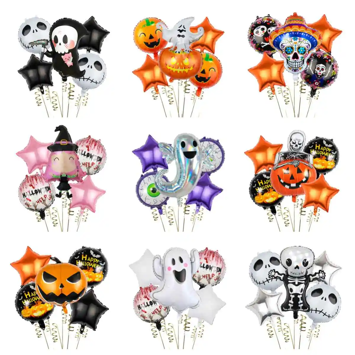 2024 New Halloween Aluminum Film balloon set Ghost Pumpkin Halloween bar party ghost balloon