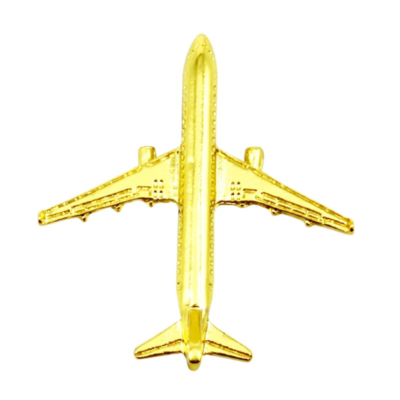 Oem Metal Crafts Professional Manufacturer Aircraft Lapel Pin Badge Custom 3D Metal Gold Security Airplane Badge Lapel Pin