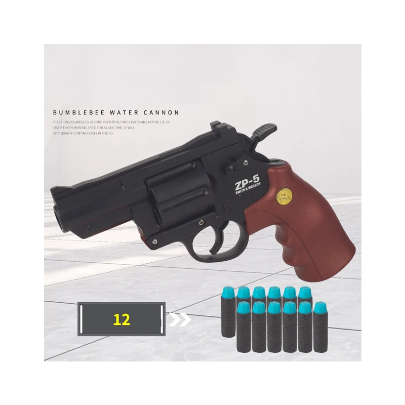 Hot Safety Material Shooting Gun With Soft Bullets Revolver Plastic Pistol Toys for Children and Adult Outdoor Weapon