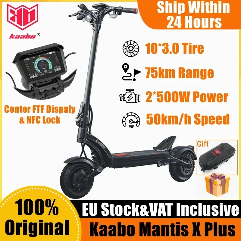 Original Kaabo Mantis X Plus Smart Electric Scooter 48V 18.2Ah 500W*2 Motor 50KM/H New Display NFC USB Charging Kickscooter