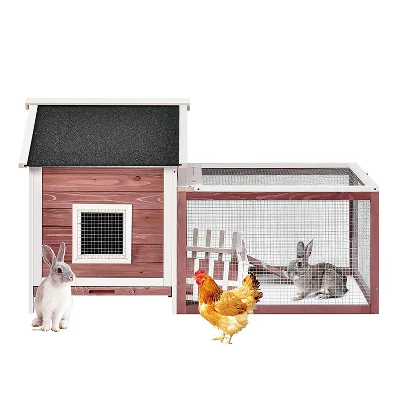 Custom Waterproof Wooden Rabbit Hutch Indoor Outdoor Chicken Coop Hen House Poultry Pet Cage with run
