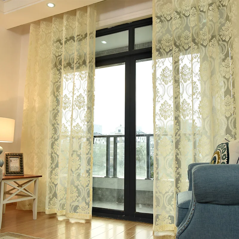 Project curtains Modern simple design screen white translucent fabric embroidery shade factory wholesale hotel curtains