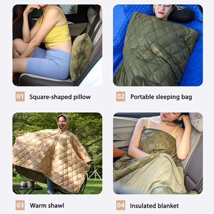 High Quality Office Blanket Ultralight Down Car Pillow Sleeping Bag Outdoor Warm Camping Blanket Wearable Poncho Sleeping Bag