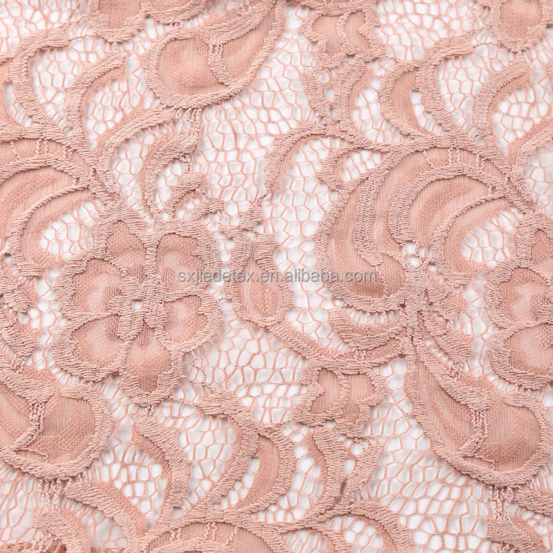 High Quality Soft Brocade Jacquard French Stretch Nylon Hollow Lace Fabric Spandex