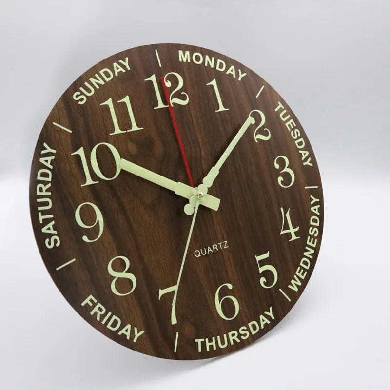 Minimalist Creative Wall Clock Luminous Digital Circular Plastic Clock with Antique Style for Living Room