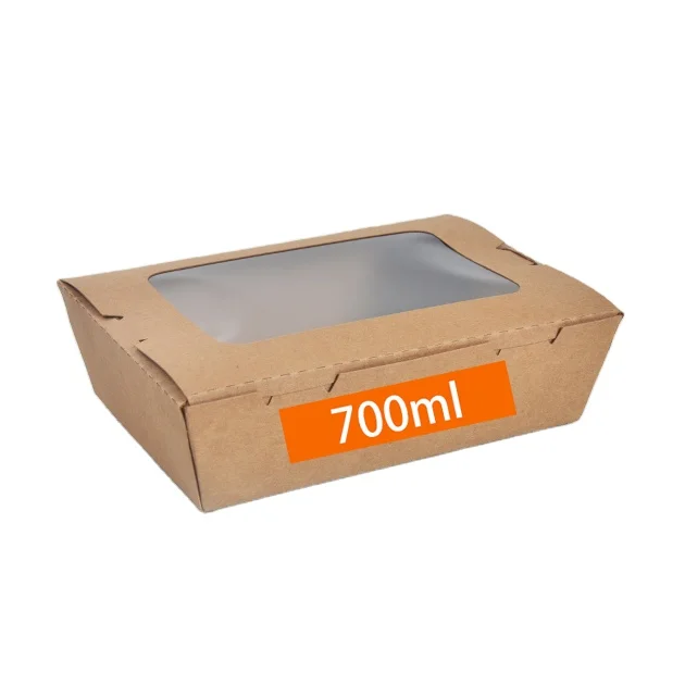 SenAng Custom Eco Friendly 700ml Kraft Takeaway Food Boxes Food Packaging Multi-compartment kraft paper lunch box