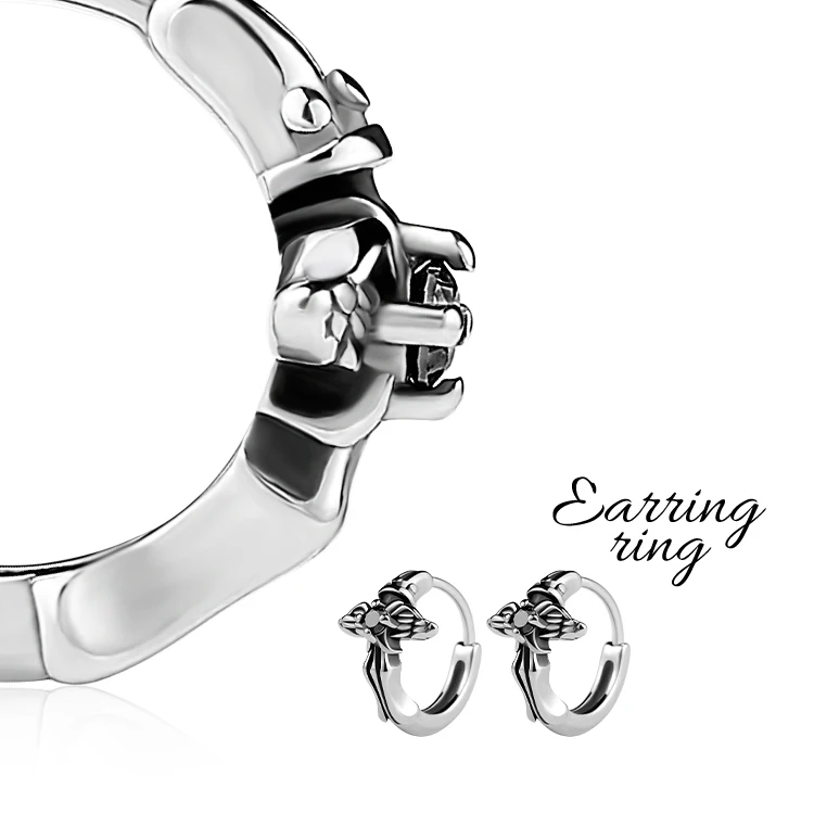 Fashion Punk Style Flower Shape Micro Inlay Diamond Stainless Steel Unisex Piercing Jewelry Earrings