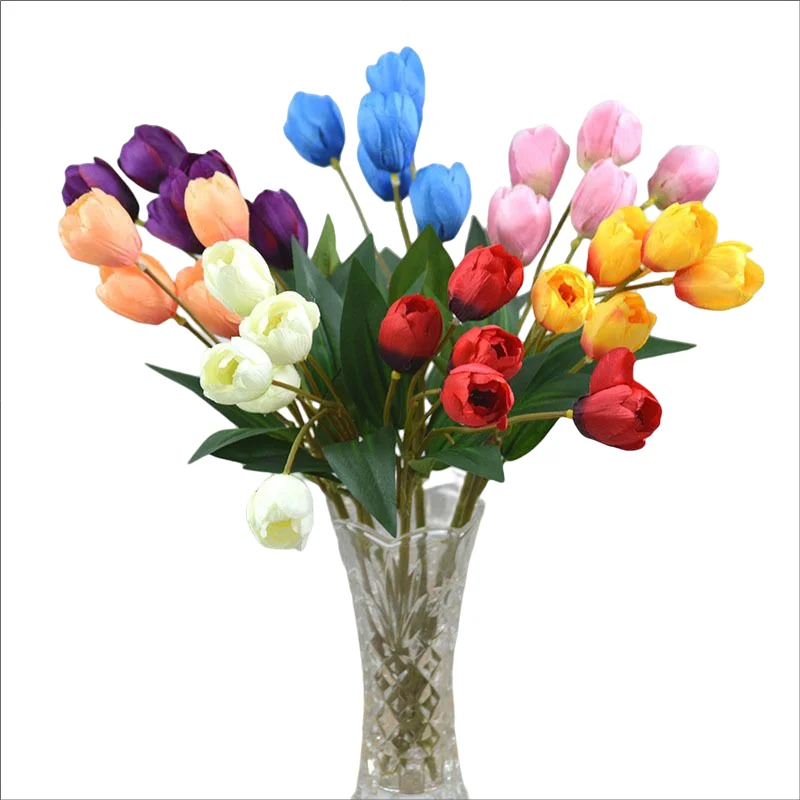 Buy Online High Quality Colorful 5 Head Real Touch Silk High Simulation Outdoor Artificial Flowers
