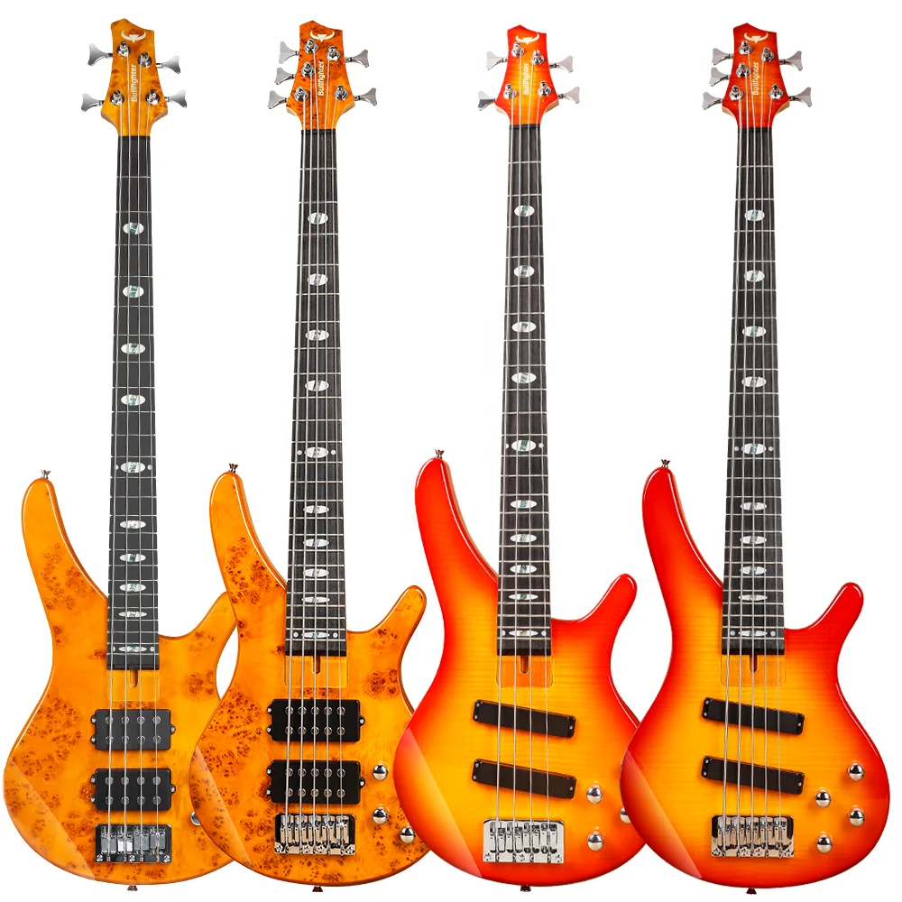 Custom New Arrivals Maple Burl Top and Okoume Body  5 and 4 strings Stringed Instruments DIY kit guitare electric bass guitar