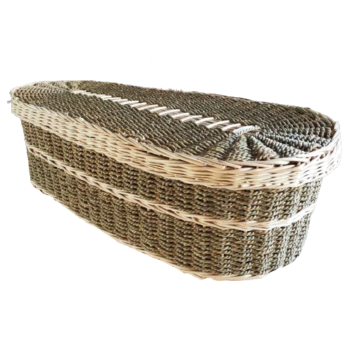 Eco-friendly Pod Light Weight Angular and Tapered Cane Basket Wicker Coffin Casket for Natural Burial