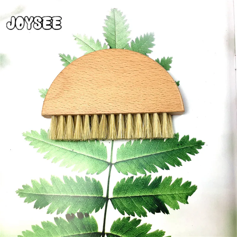 Factory Tiny Semicircle Beech Wood Cleaning Brush with Short Pig Bristle for Keyboard Cleaning
