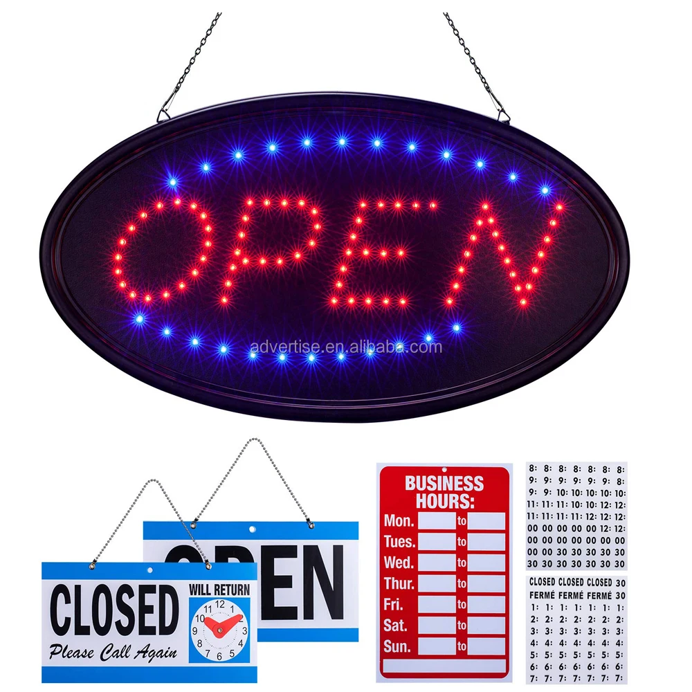 Manufacturer Led Advertising Board open flashing billboard door display sign and Luminous word billboard with open and closed