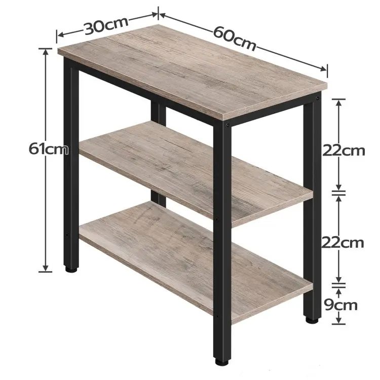 HOOBRO Rustic Narrow Side End Table, 3 Tier Simple Slim Lamp Accent Table with Storage Shelf for Small Spaces for Living Room