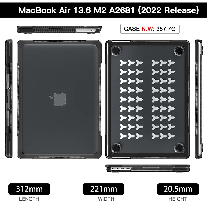 Для MacBook Air 13 6 дюймов 2022 выпуск M2 чехол A2681 прозрачный ТПУ бампер Прочный для ноутбука