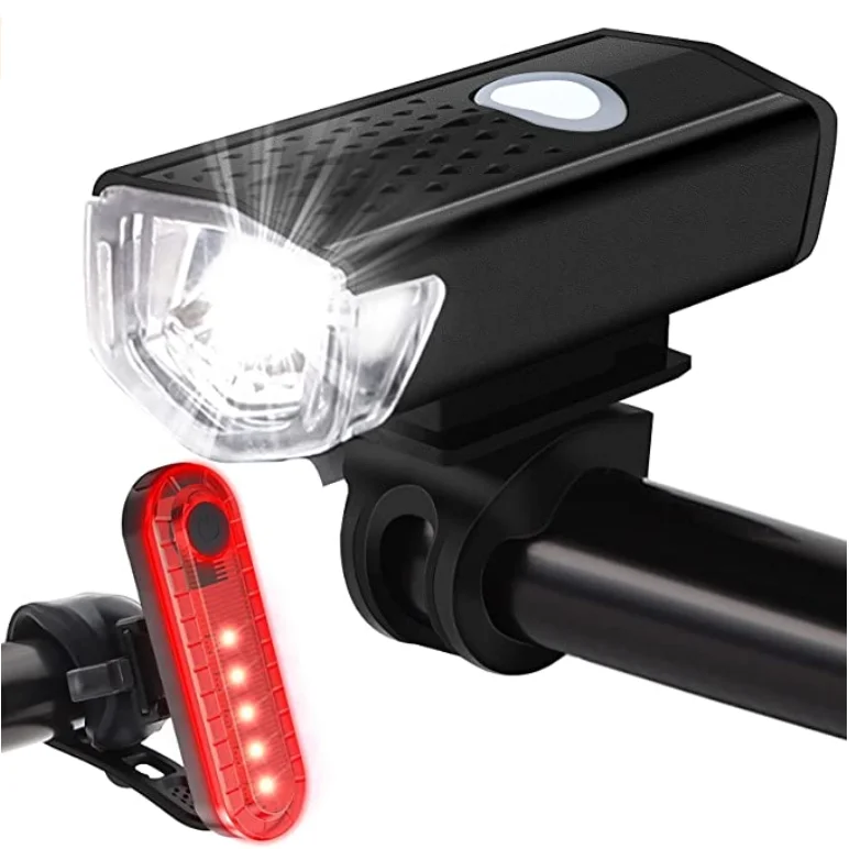 Xiesheng Hot Sell USB Rechargeable Bike Headlight and Tail Light Waterproof LED USB Bicycle Light Set