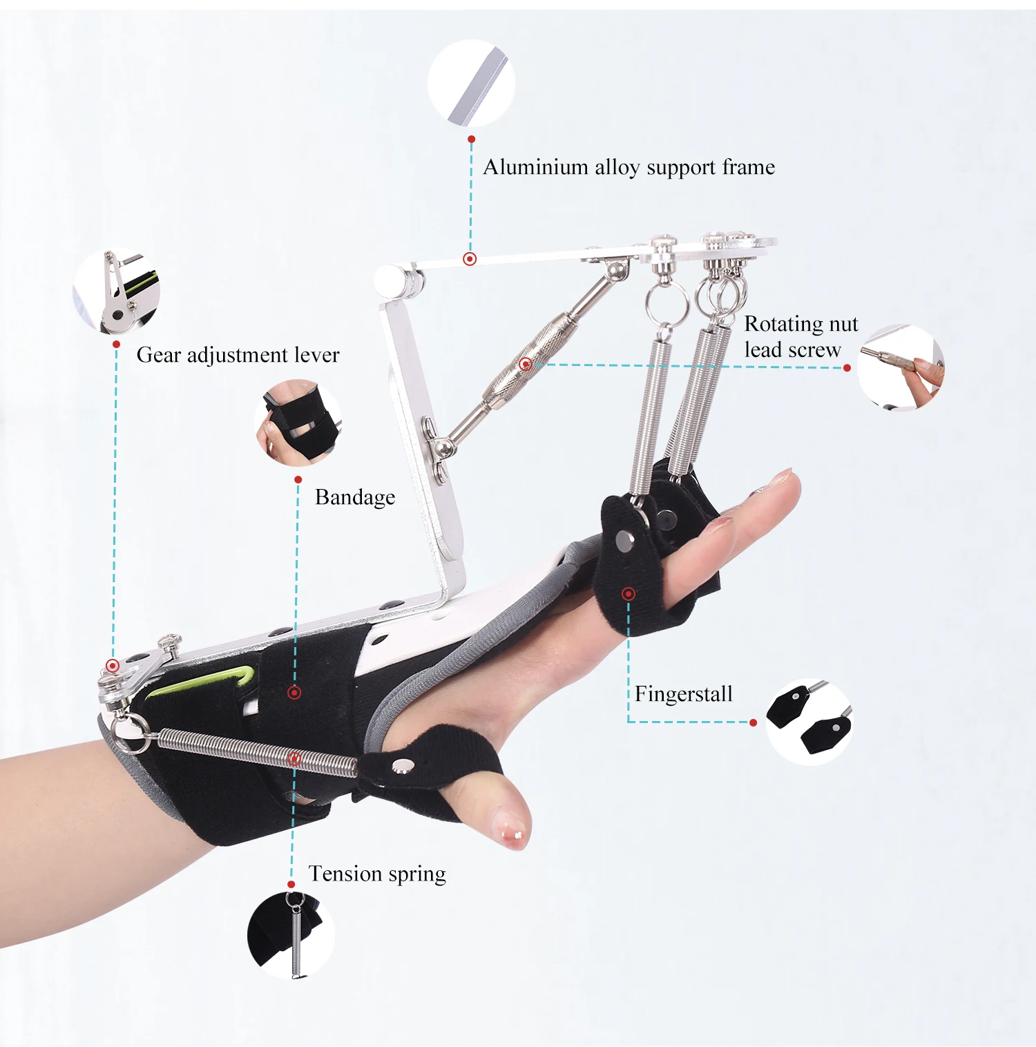 Finger Mover Hand Dynamic Orthosis Support Brace Medical Rehabilitation Recovery Flexion Splint Trainer