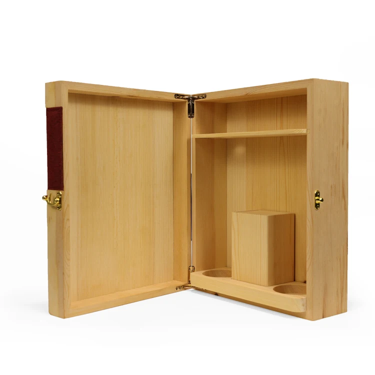 Luxury Wine Gift Box Natural Pine Wood 2 Bottle Wine Box Set Woden 750Ml Bottle Wine Box
