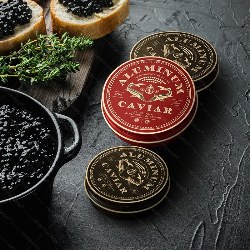 small sizes metal packing container tin for caviar food grade packaging tins jars for food aluminum packaging tins