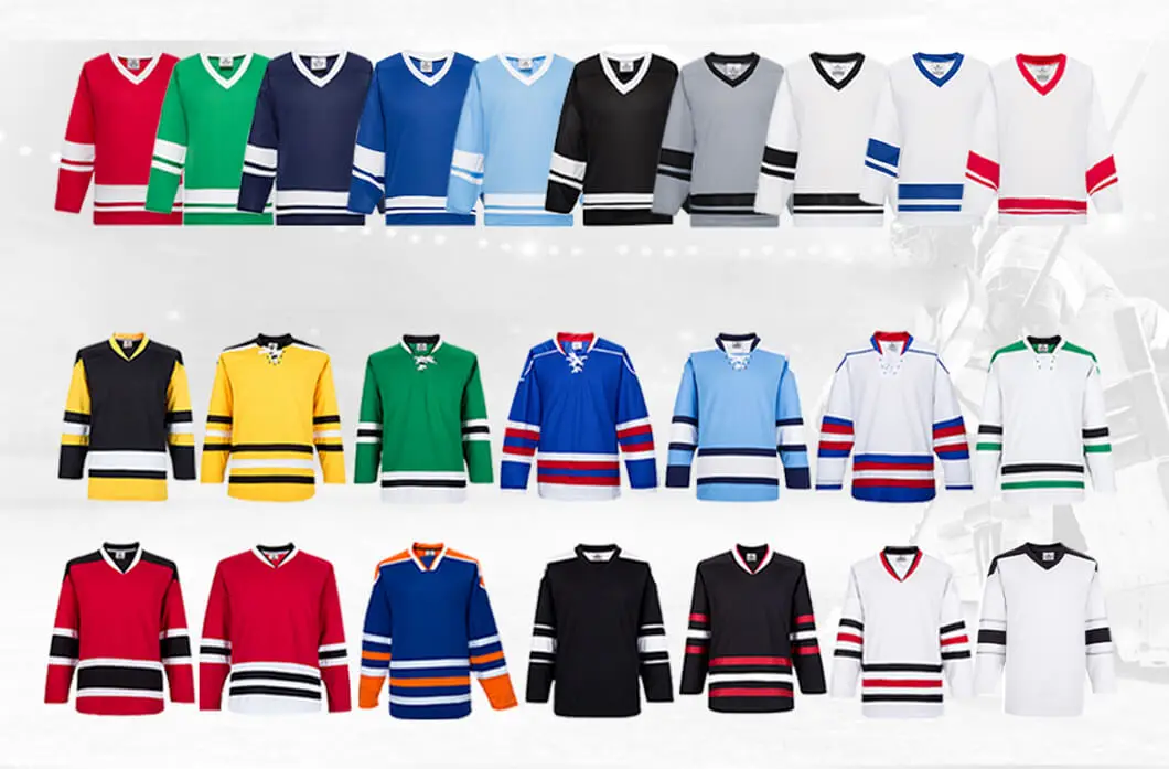 Factory stitched vintage twill embroidered youth clothing reversible double sided team practice shirts ice hockey jersey