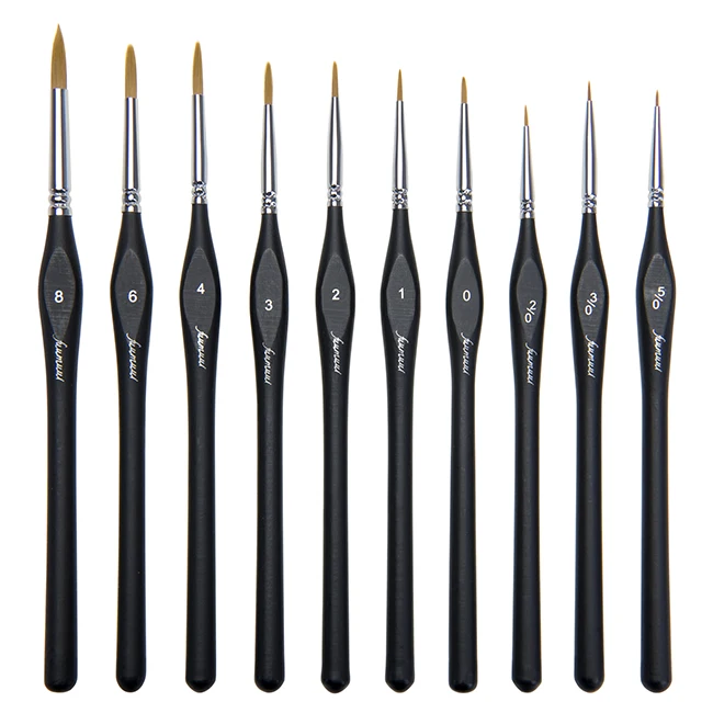 10Pcs Nylon Artist Paint Brush Set Liner Paint Brush For Painting And Line Work