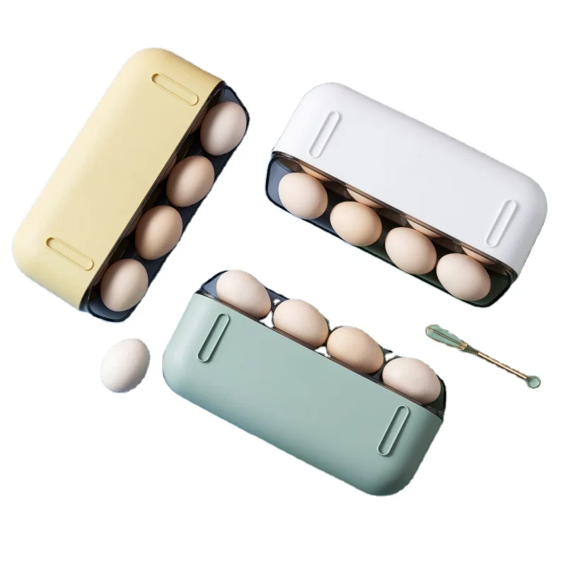 Egg Holder For Refrigerator Auto Scrolling Storage Box Clear Fridge Slide Egg Container Tray Kitchen Organizer