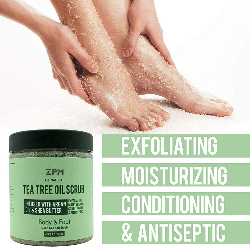 ZPM OEM/ODM Private Label Organic Body Scrub Tea Tree Oil Exfoliating Body and Foot Natural Scrub