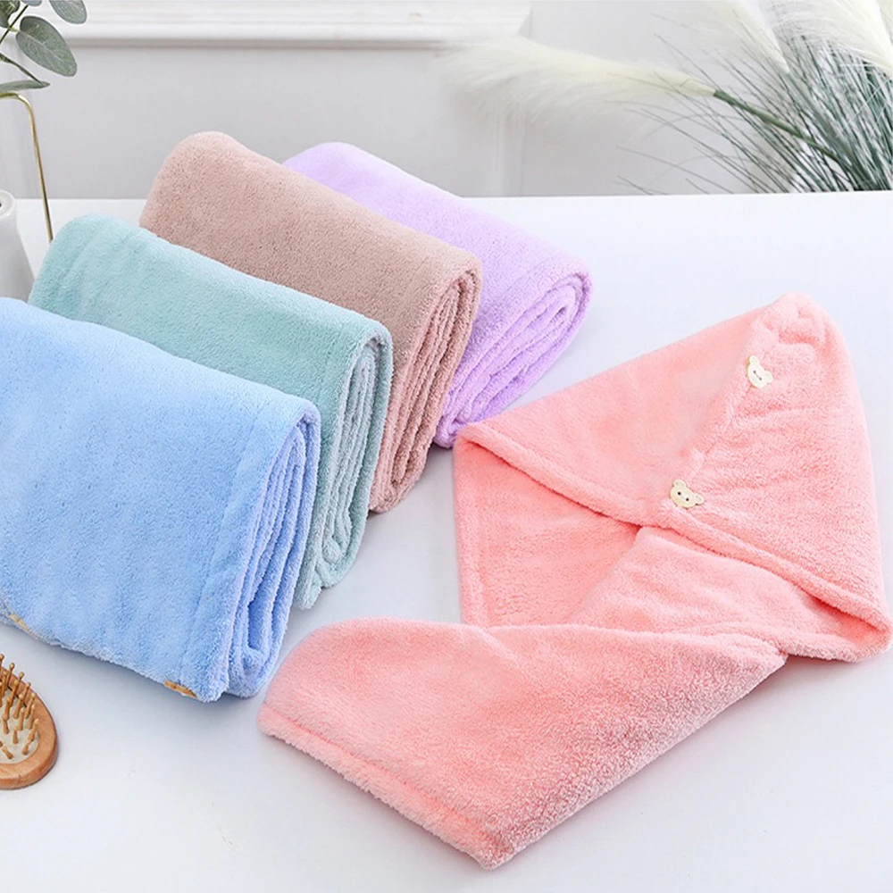 t shirt material turban microfiber coral velvet dry double layer hair towel wrap